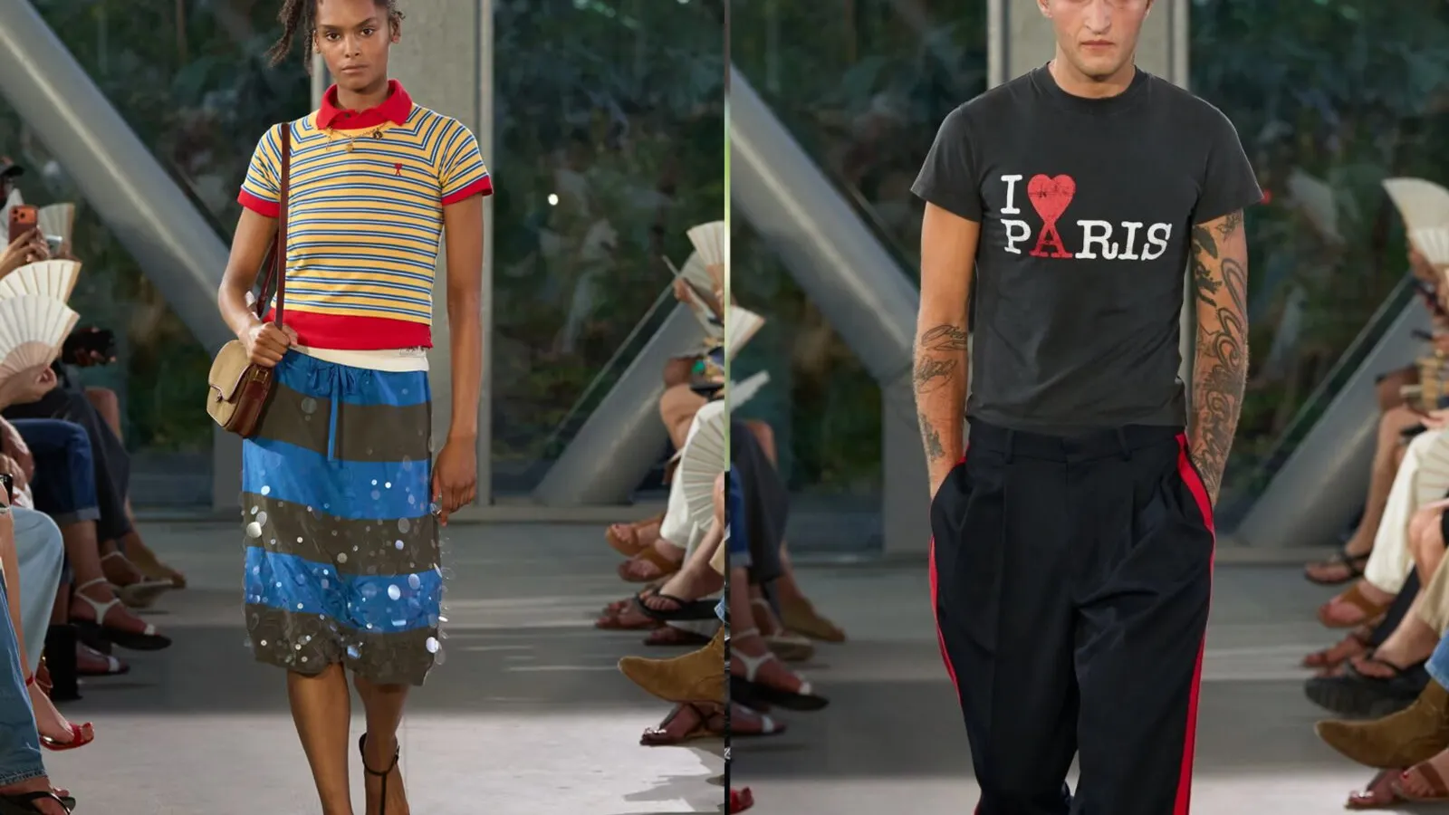 Ami Paris SS27 look met deconstructed tailoring
