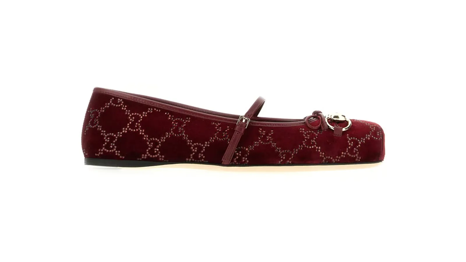 Gucci Tiziano ballerina's in rood velvet