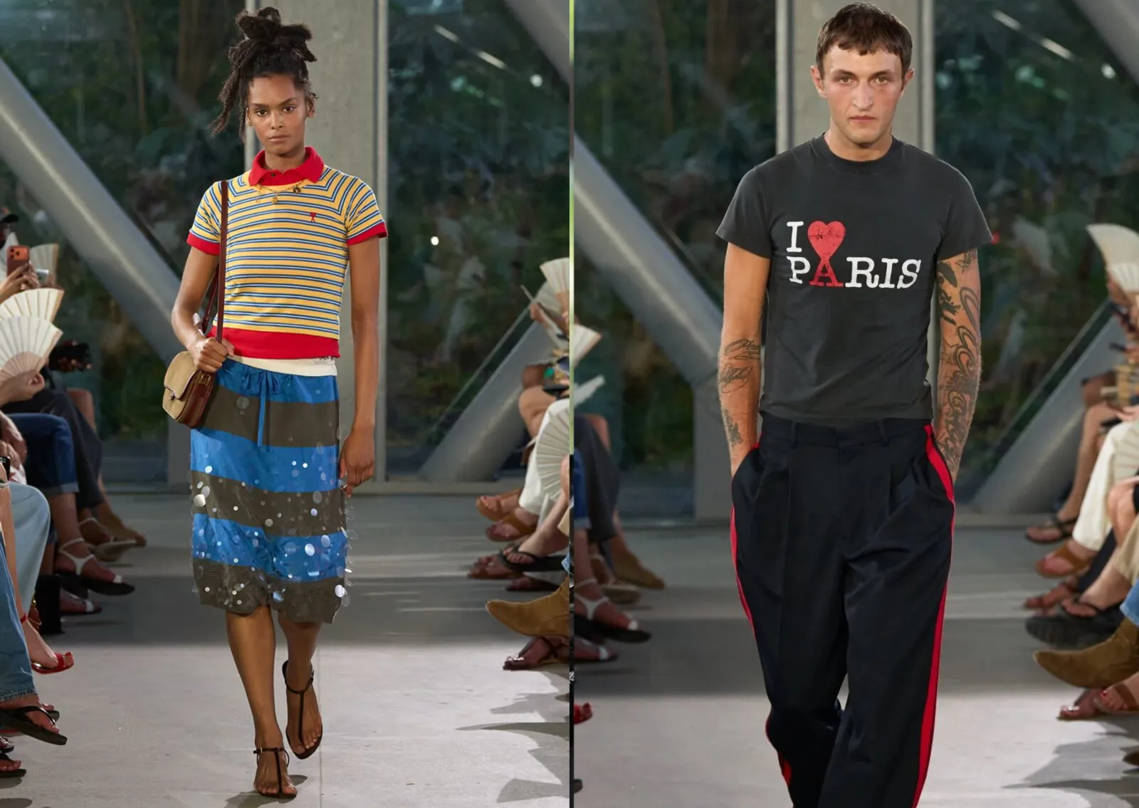Ami Paris SS27 look with deconstructed tailoring