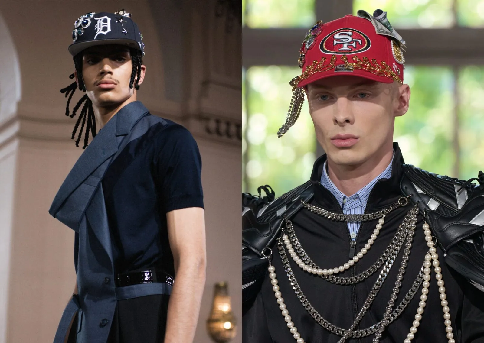 Junya Watanabe SS27 tracksuit look with gold chains