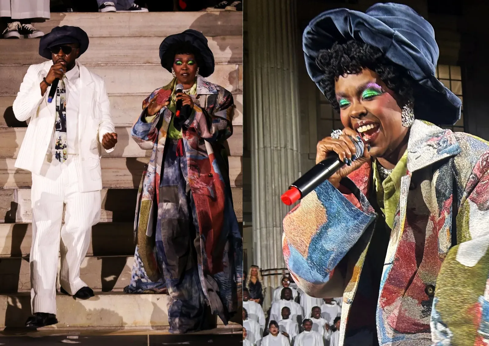 Wyclef Jean en Lauryn Hill tijdens The People's Runway van KidSuper in Brooklyn