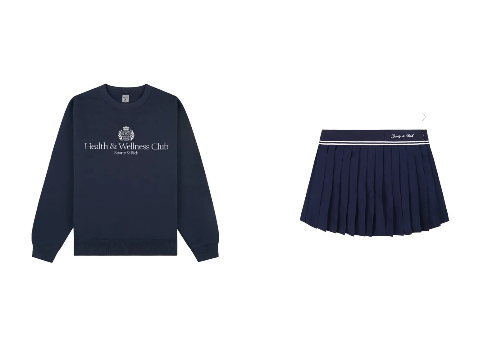 Sporty & Rich pleated tennis skirt with preppy styling