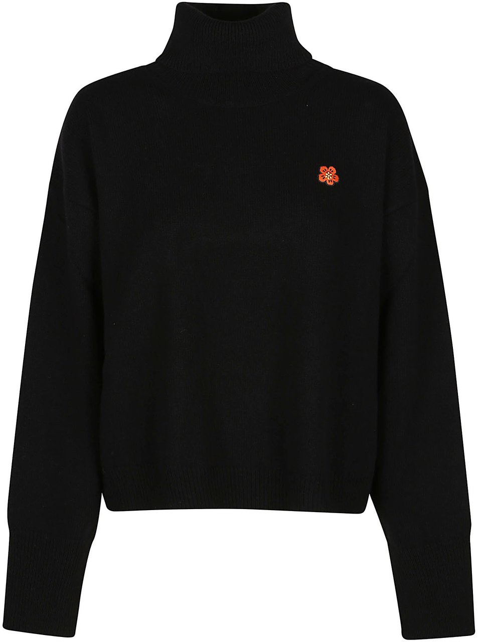 Kenzo Boxy  Crest Turtle Neck Sweater Black Zwart