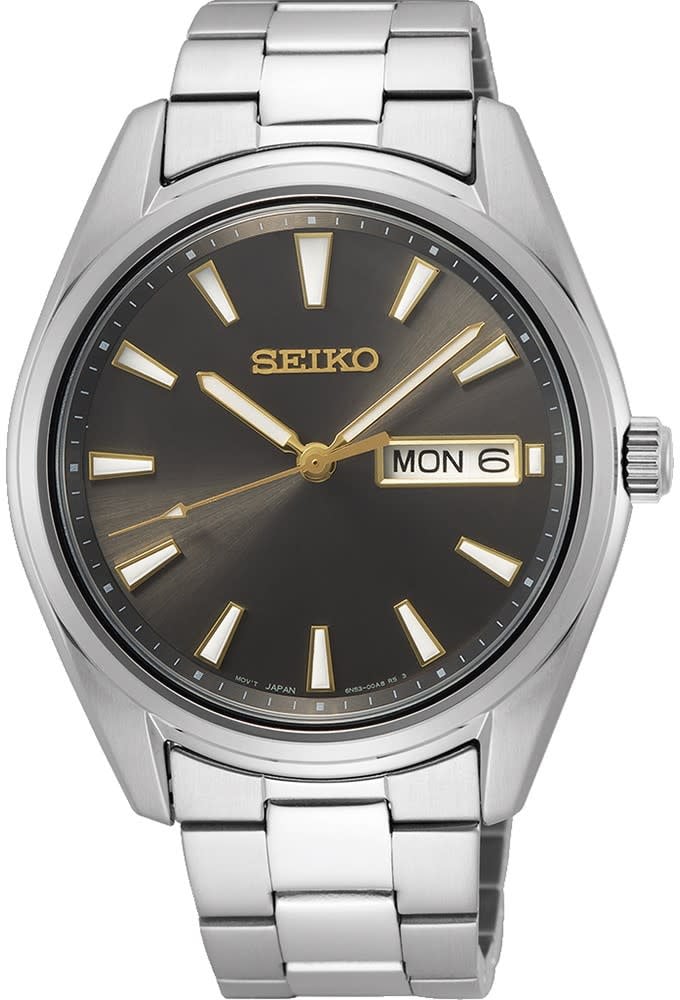 Seiko HEREN NEW LINK STAAL BRACELET ZWART 100M WR SUR343P1 Zilver