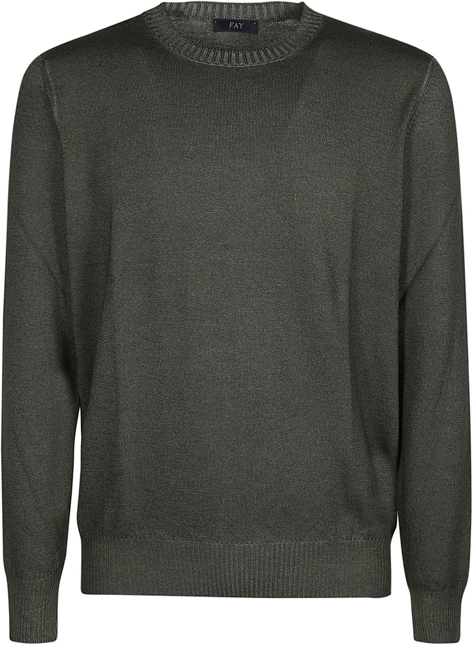Fay Round Neck Sweater Green Groen
