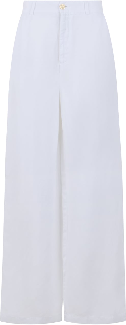 120% Lino Loose linen trousers Wit