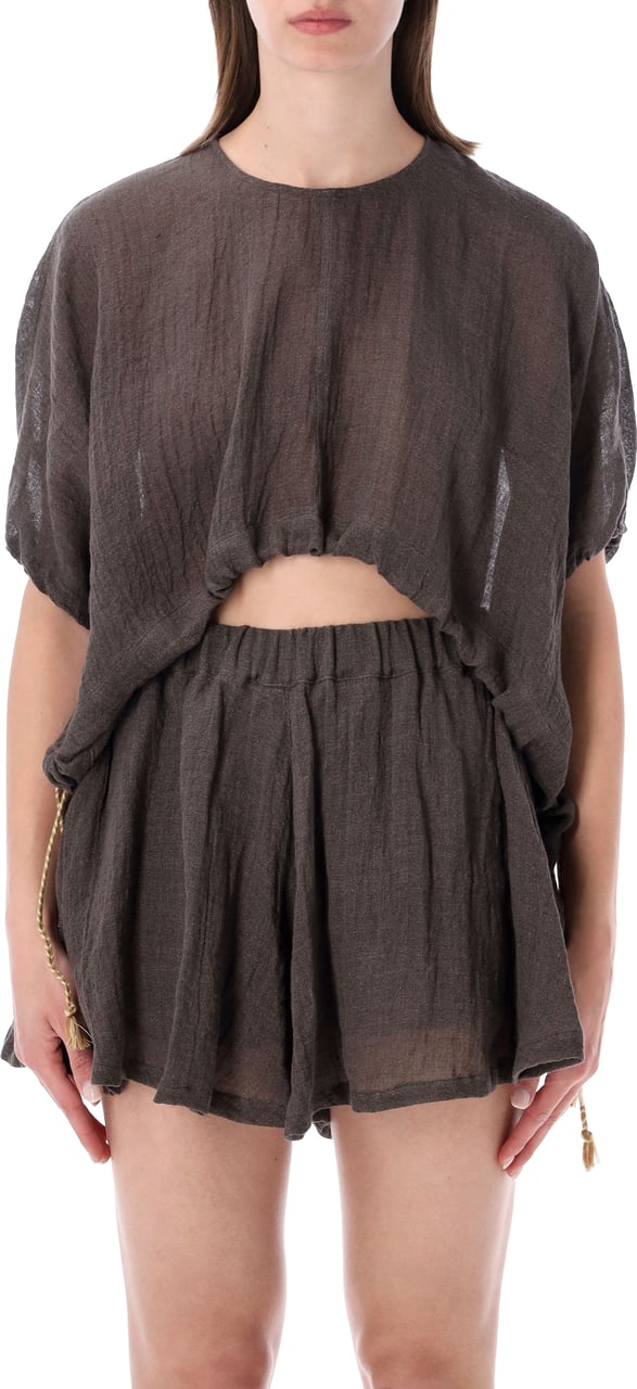 120% Lino Camicia Fumo Taupe