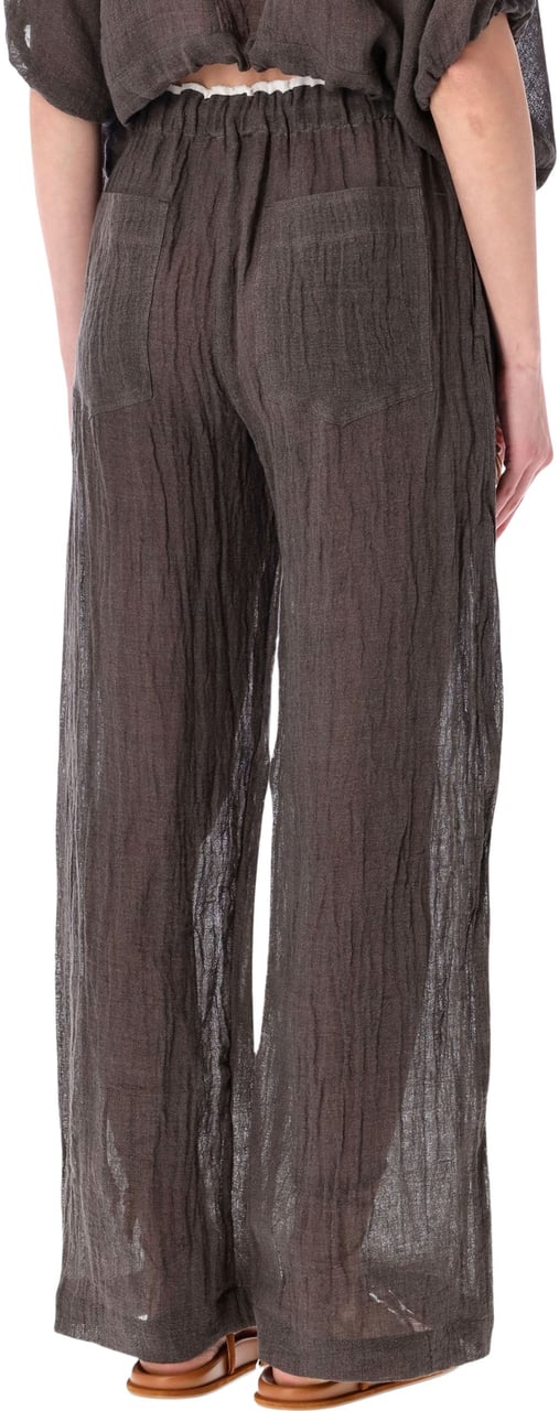 120% Lino Pantalone Fumo Donkergrijs