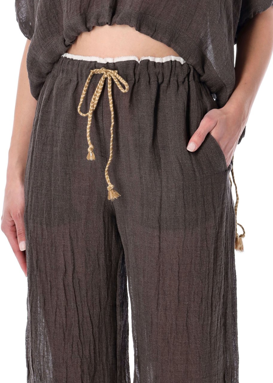 120% Lino Pantalone Fumo Donkergrijs