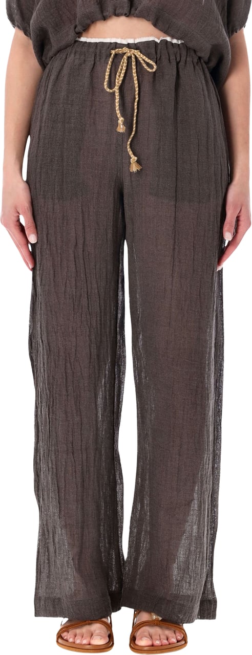 120% Lino Pantalone Fumo Donkergrijs