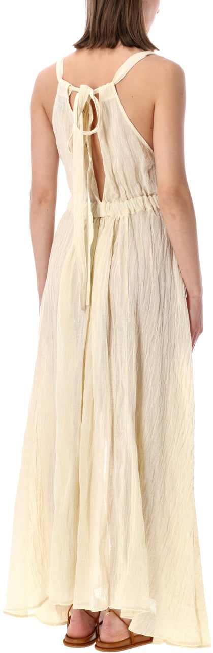 120% Lino Abito Lungo Naturale Wit