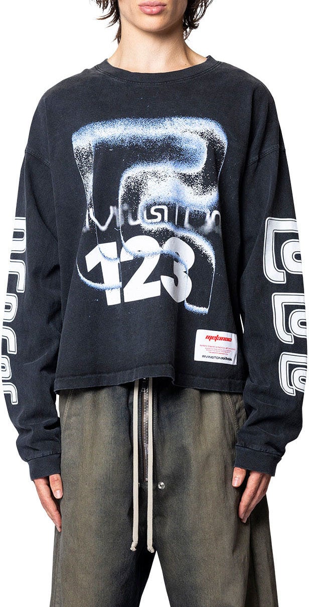 123 RIVINGTON META ALMA CVA LS TEE VINTAGE BLACK / BLUE Zwart