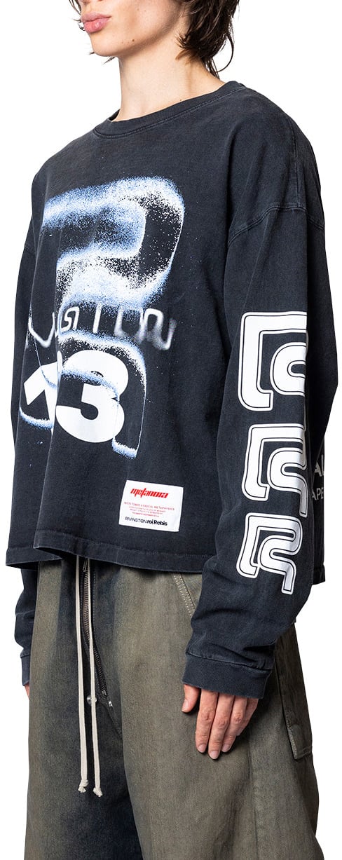 123 RIVINGTON META ALMA CVA LS TEE VINTAGE BLACK / BLUE Zwart
