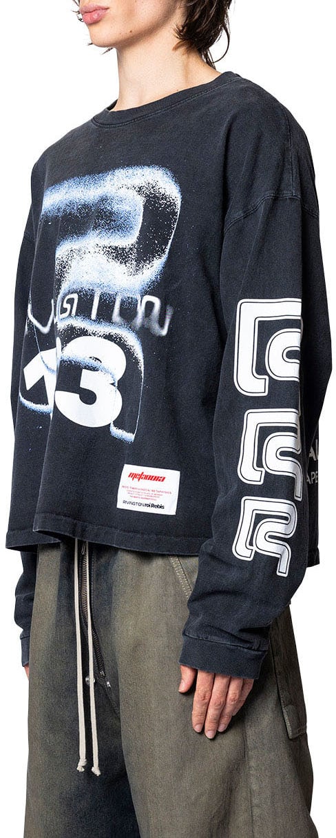 123 RIVINGTON META ALMA CVA LS TEE VINTAGE BLACK / BLUE Zwart