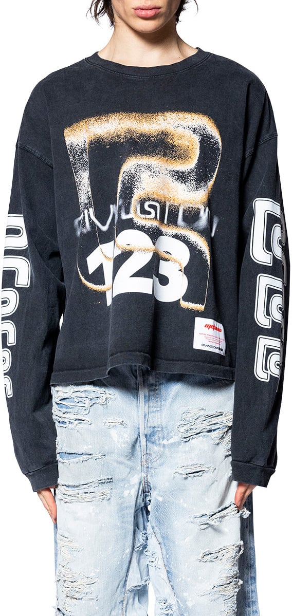 123 RIVINGTON META ALMA CVA LS TEE VINTAGE BLACK / RUST Zwart