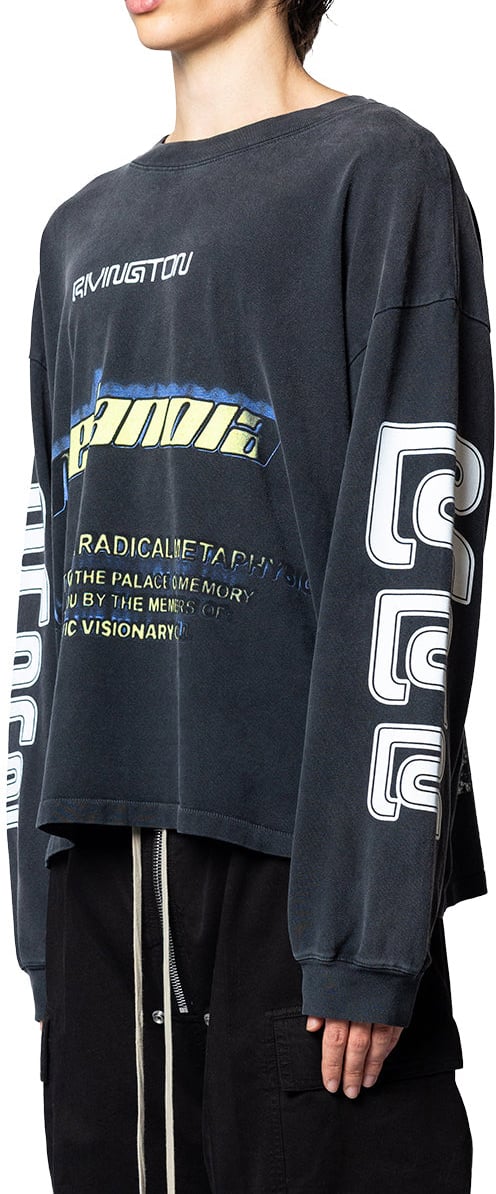 123 RIVINGTON RADICAL PAPER GARDEN LS TEE FADED BLACK Zwart