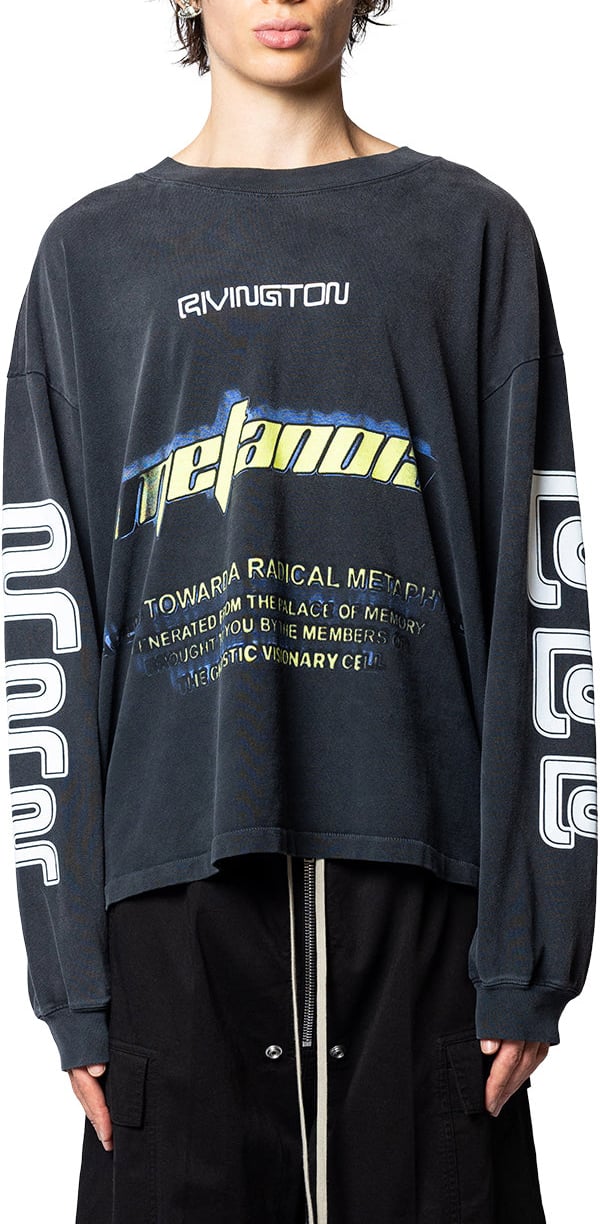 123 RIVINGTON RADICAL PAPER GARDEN LS TEE FADED BLACK Zwart