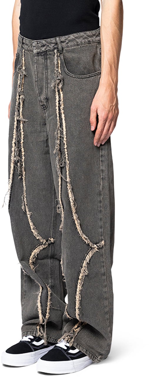 1313 SELAH DIAMANTE DENIM PANT WASHED GREY Grijs