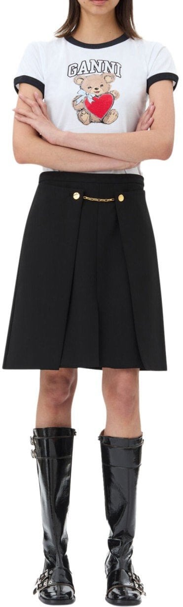 Ganni GANNI TWILL MINI SKIRT Zwart