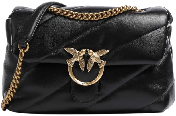 Pinko Love Puff Classic Cl Nero-Antique Gold Zwart