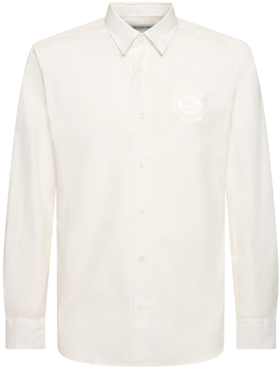 Burberry Long-Sleeve White Shirt with Button-Down Front Wit