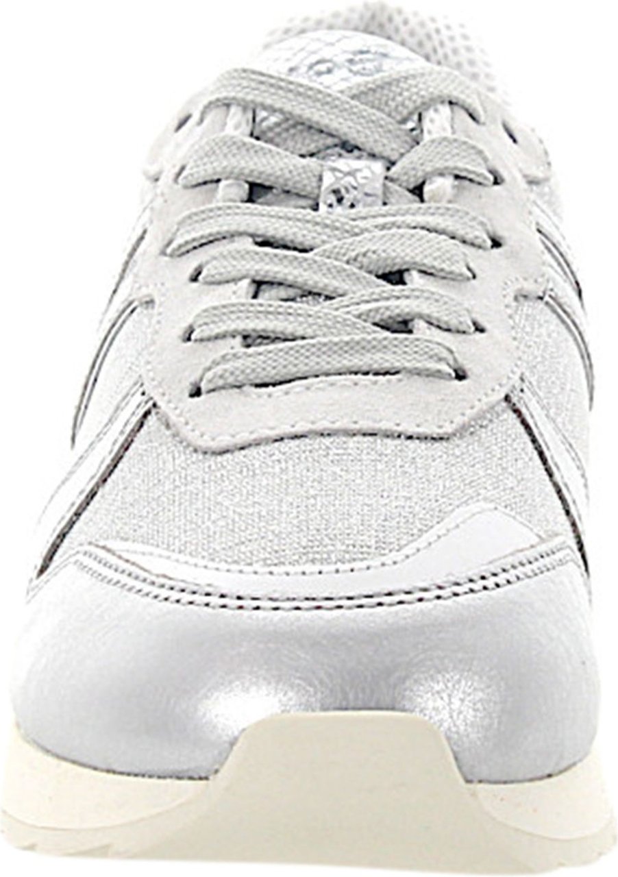 HOGAN Women Sneakers R Calfskin Glitter Textile Light Grey Silver - Tibet Grijs