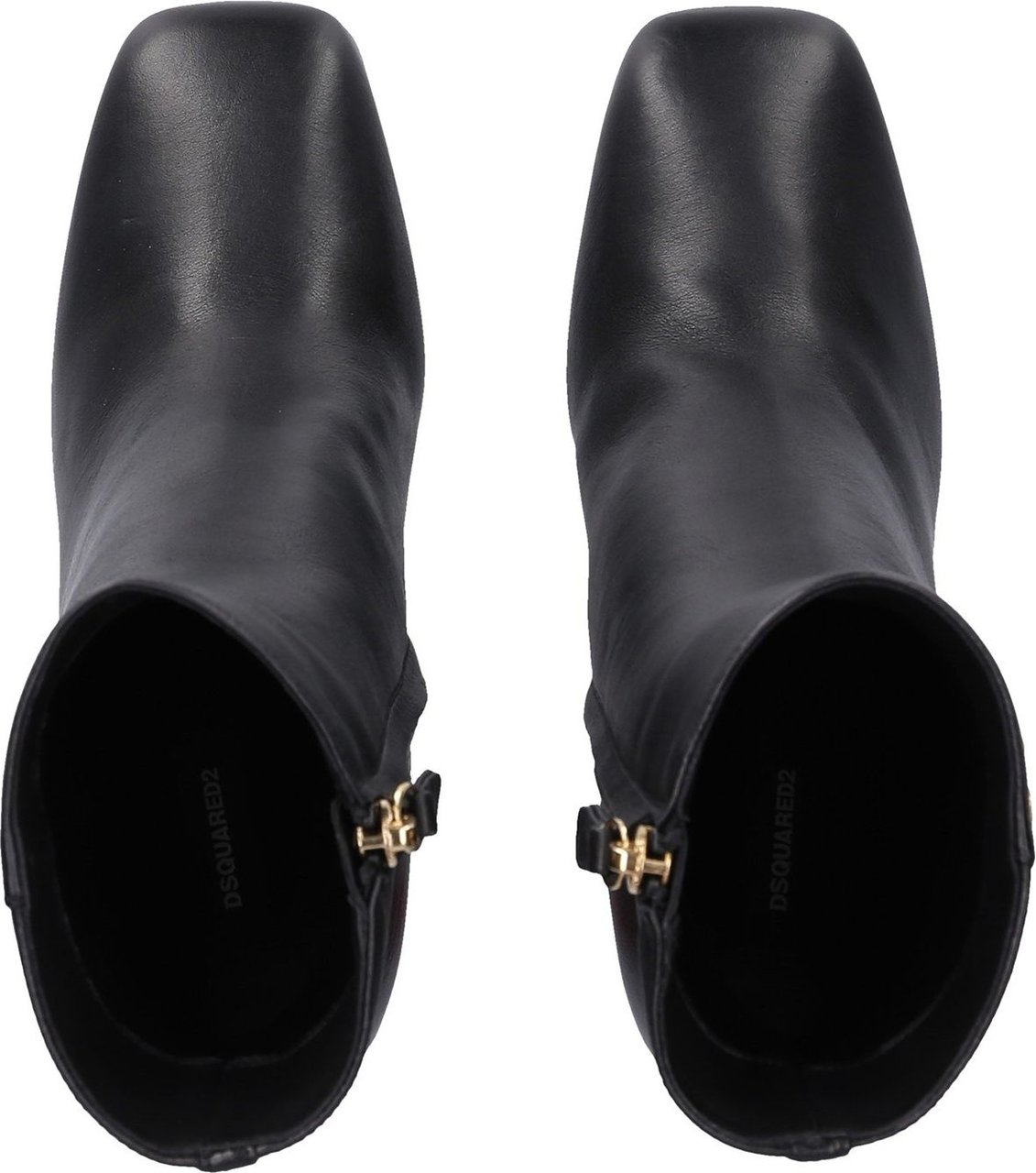 Dsquared2 Women Ankle Boots CANADIANA Calfskin Logo Metallic Black - Ringo Zwart