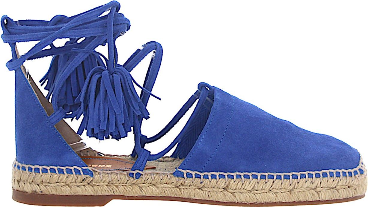 Dsquared2 Women Espadrilles Sandals FLAT Suede Blue Roman Lacing - Fonda Blauw