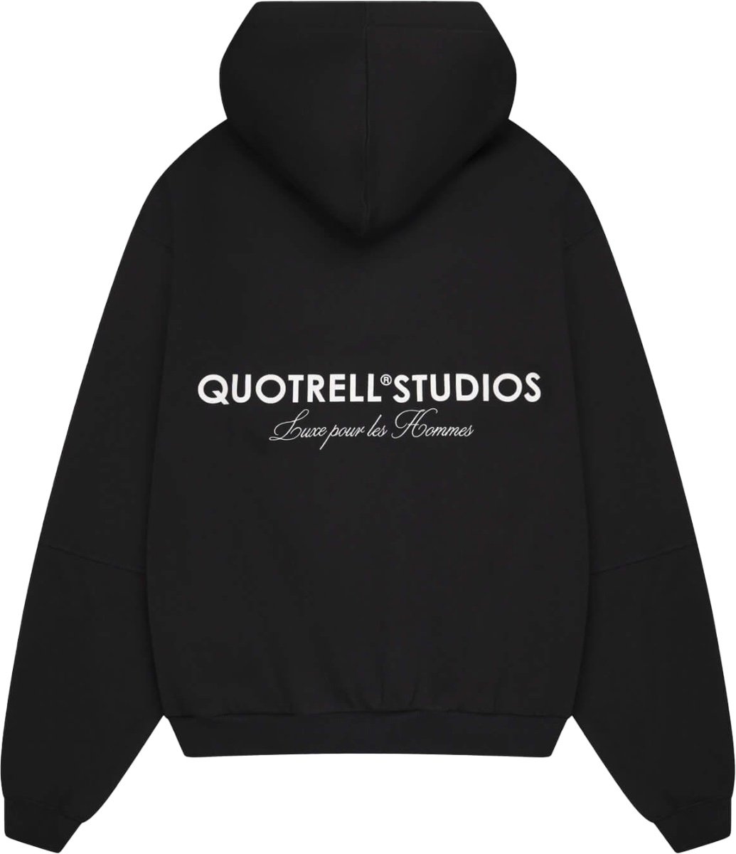 Quotrell Studios Zip Hoodie | Black/white Zwart