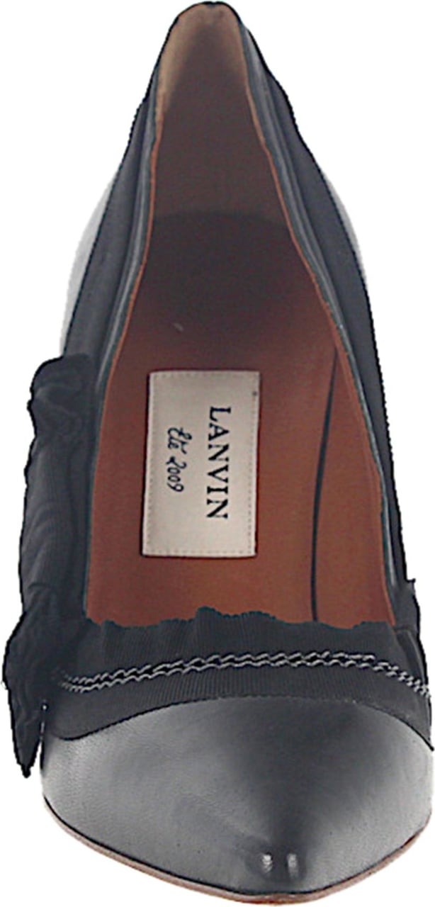 Lanvin Women Pumps Smooth Leather Textile Ribbon Black - MONTI Zwart
