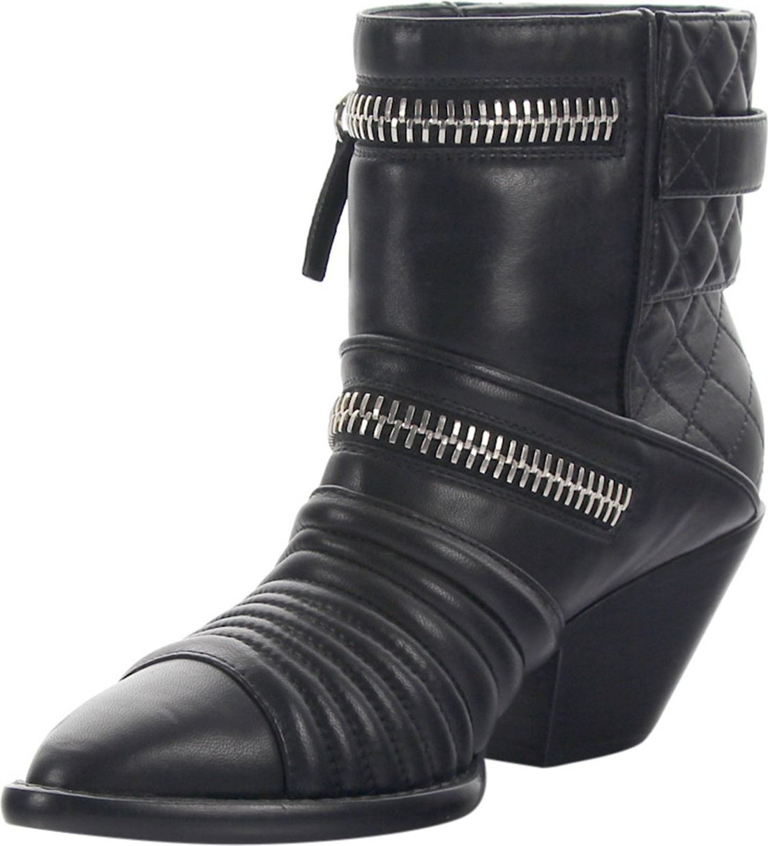 Giuseppe Zanotti Women Ankle Boots Nappa Leather Decorative Zipper Black - Hometown Zwart