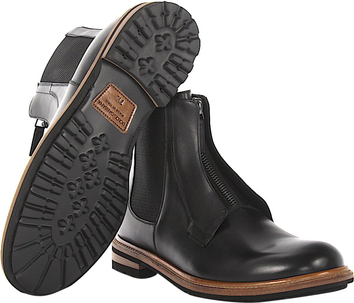 Dolce & Gabbana Men Chelsea Boots Calfskin - Stampa Zwart