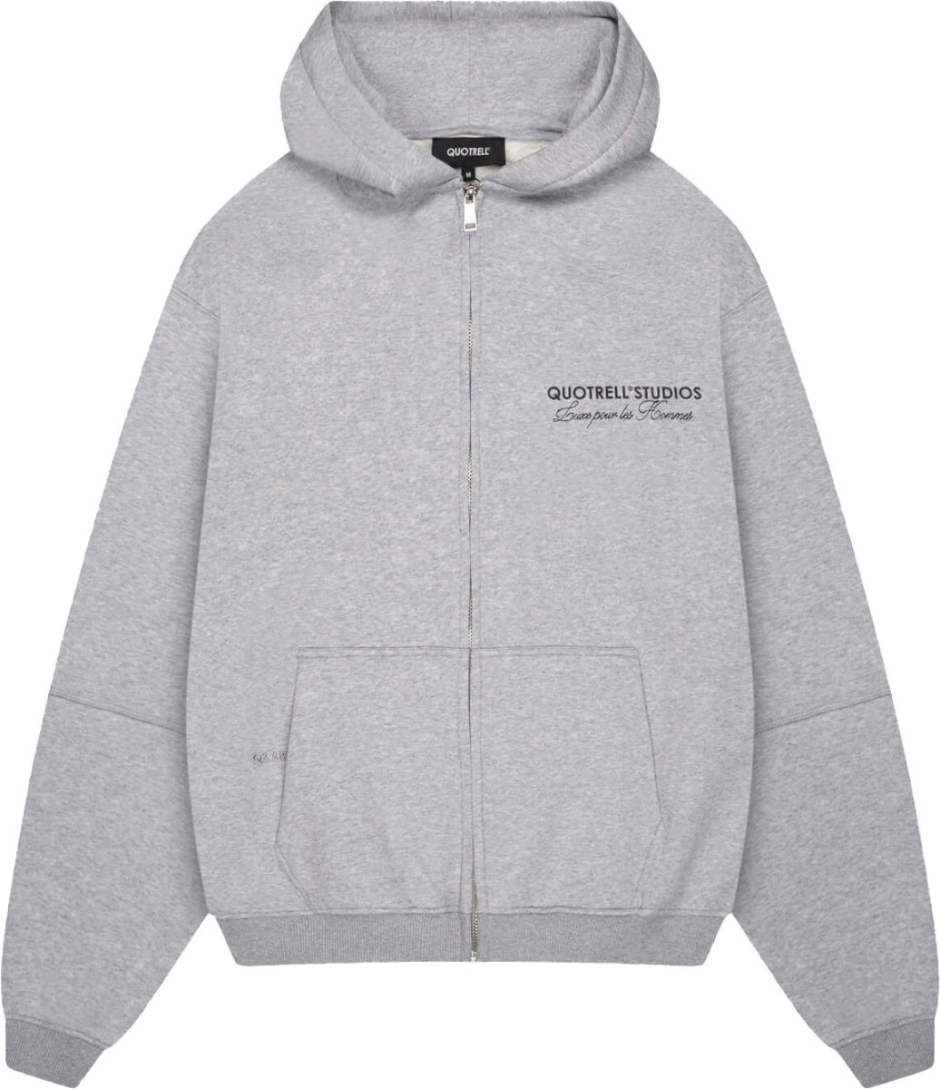 Quotrell Studios Zip Hoodie | Grey Melee/black Grijs