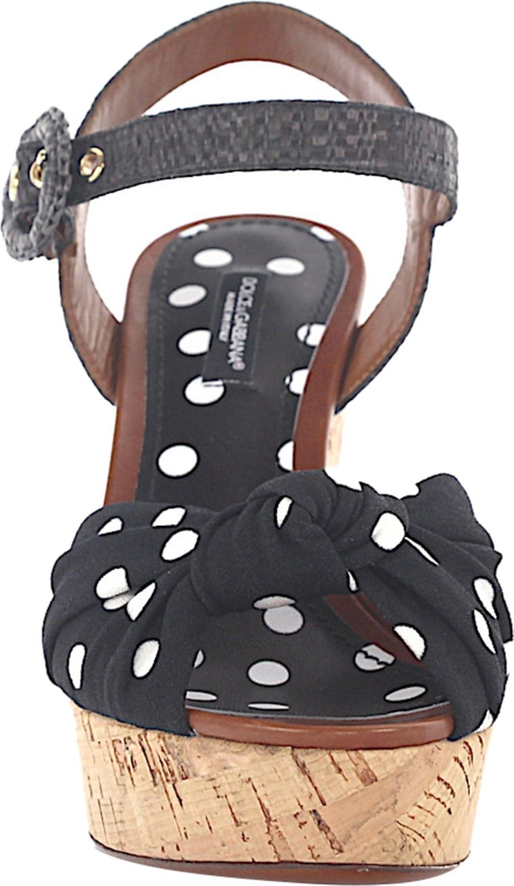 Dolce & Gabbana Women Wedge Sandals Points Black-combo White - Tempura Zwart