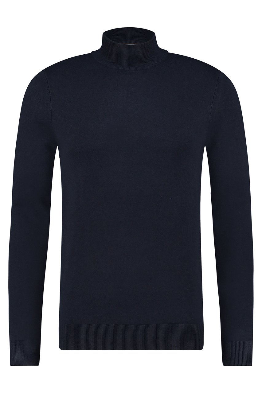 Purewhite Essential Knit Mockneck - Navy Blauw