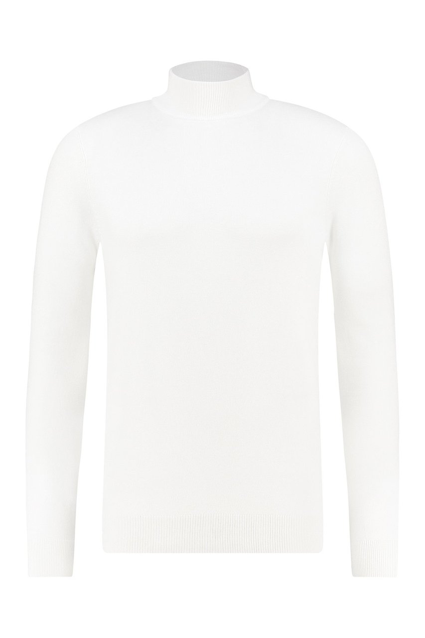 Purewhite Essential Knit Mockneck - Off White Grijs