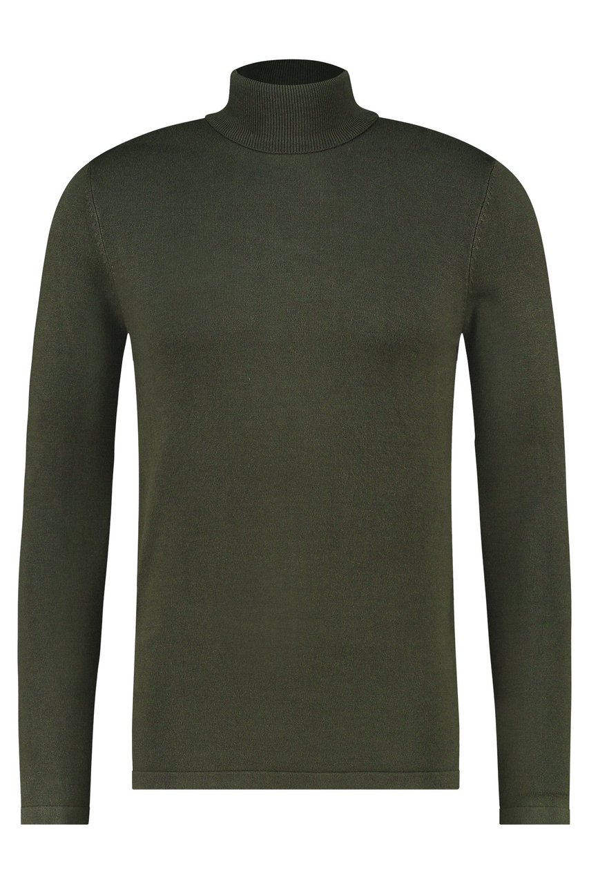 Purewhite Essential Knit Turtleneck - Army Green Groen