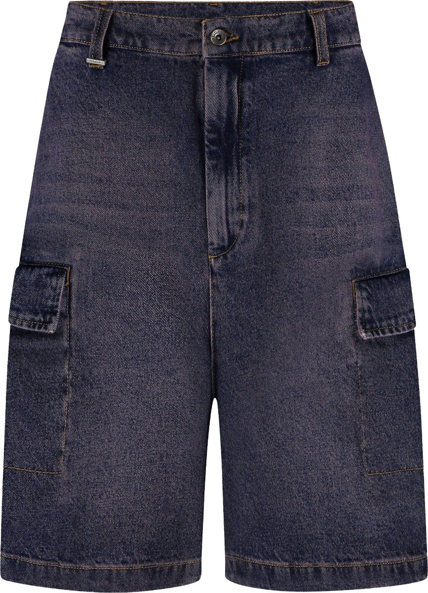 FLÂNEUR Denim Cargo Shorts | Violet Wash Paars