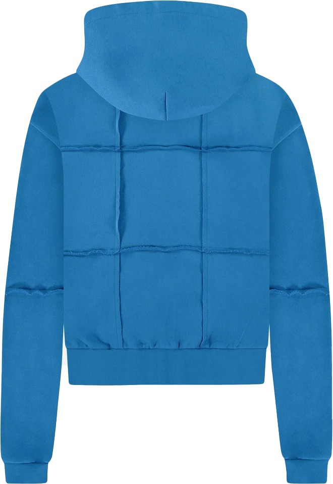 FLÂNEUR Cut & Sew Zip-Up Hoodie | Cobalt Blue Blauw