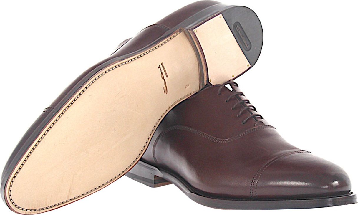Santoni Business Shoes Oxford Calfskin Aperto Bruin