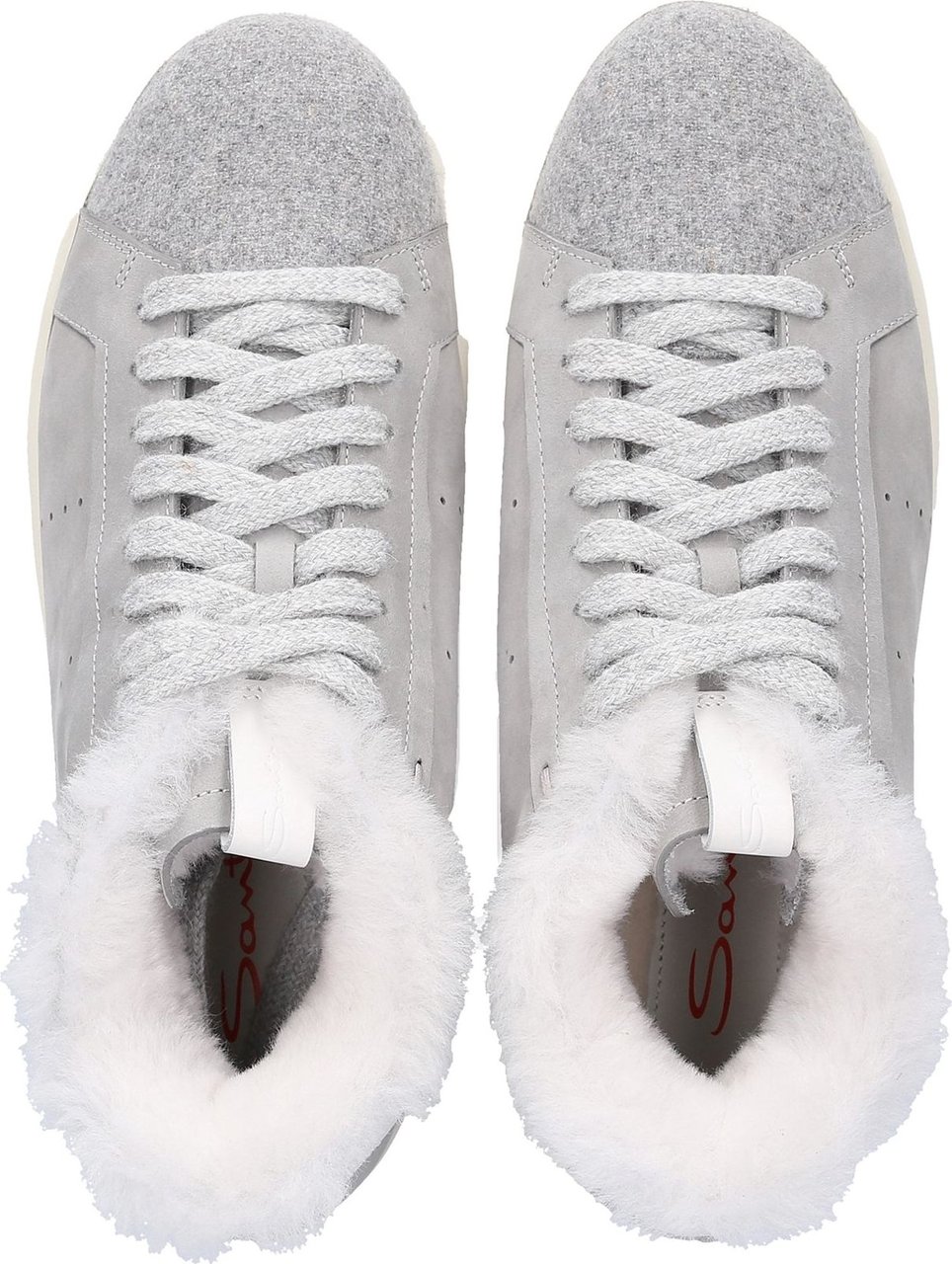 Santoni High-top Sneakers Nubuck Fur Upper Grey Natasha Grijs