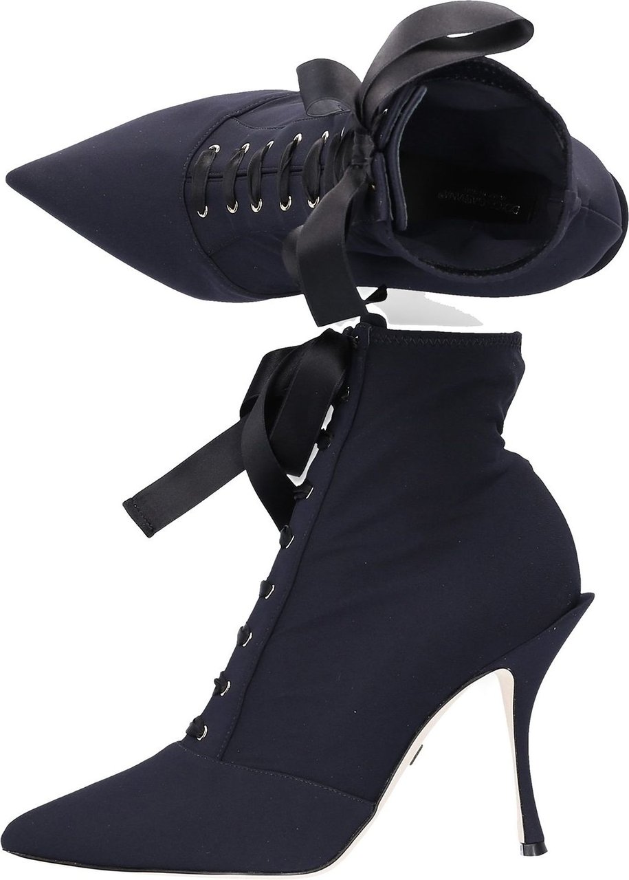 Dolce & Gabbana Ankle Boots Lori Stretch Black Aperta Zwart
