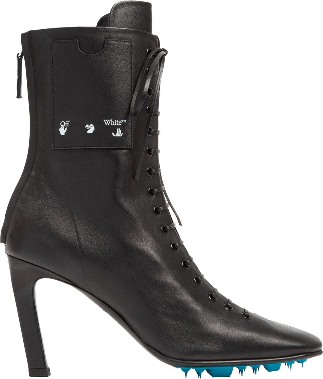 OFF-WHITE lace-up 105mm leather ankle boots Zwart