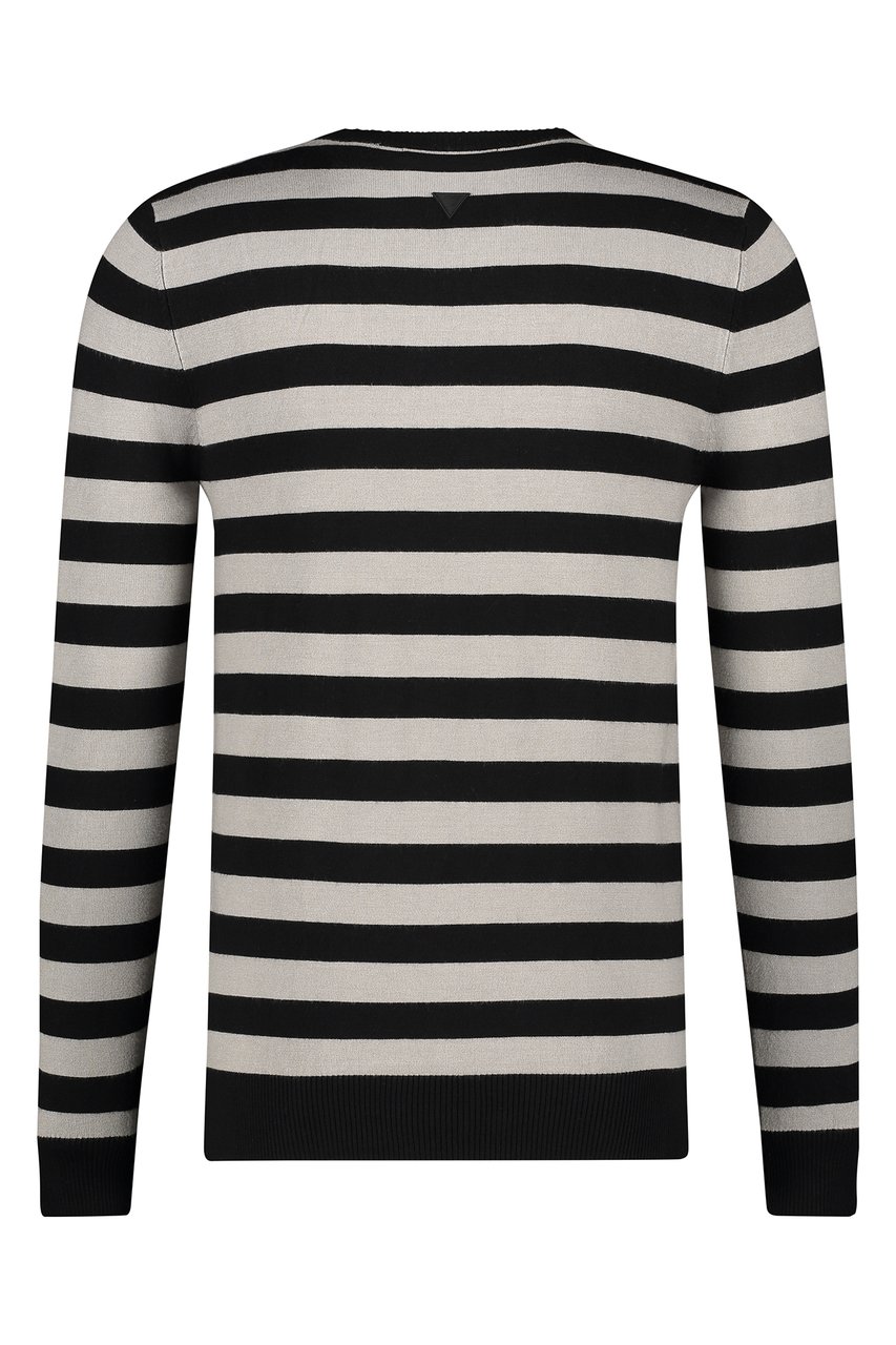 Purewhite Knitted Striped Sweater - Black / Grey Zwart