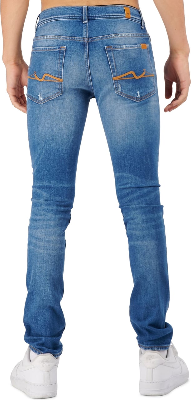 7 For All Mankind Ronnie Mid Blue Distressed Blauw