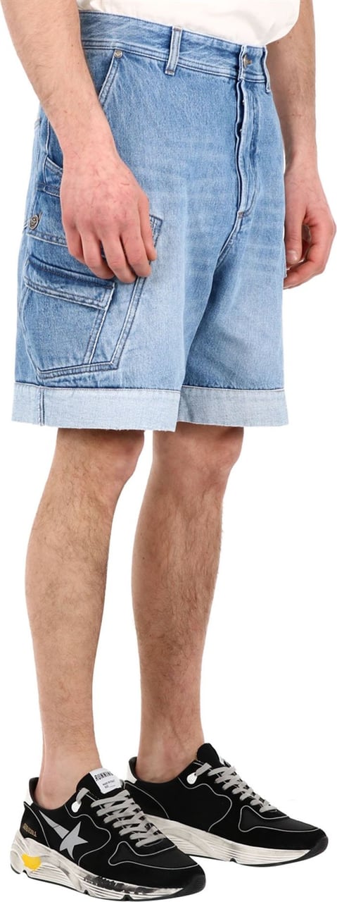 Balmain embroidered-logo denim shorts Blauw