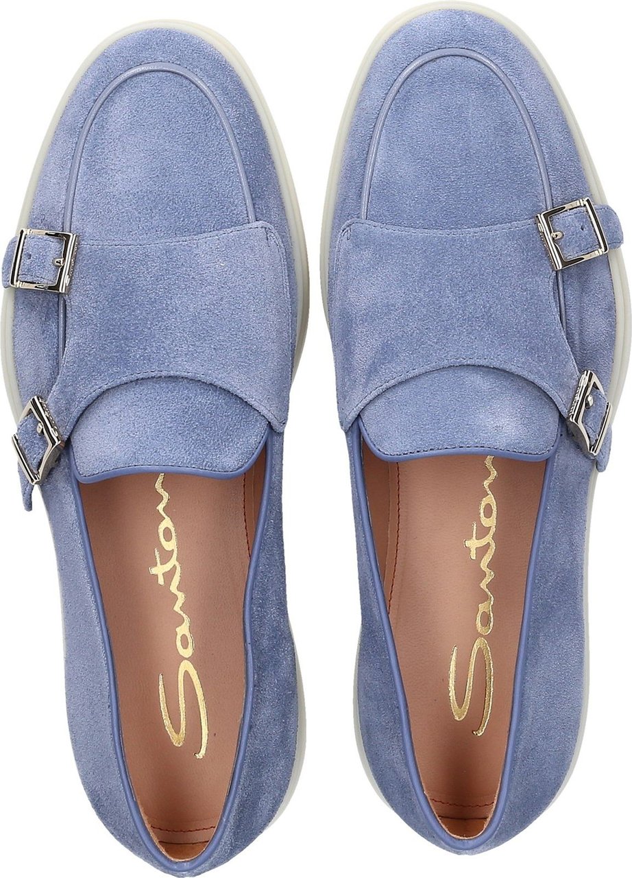 Santoni Monk Shoes Suede Florentina Blauw