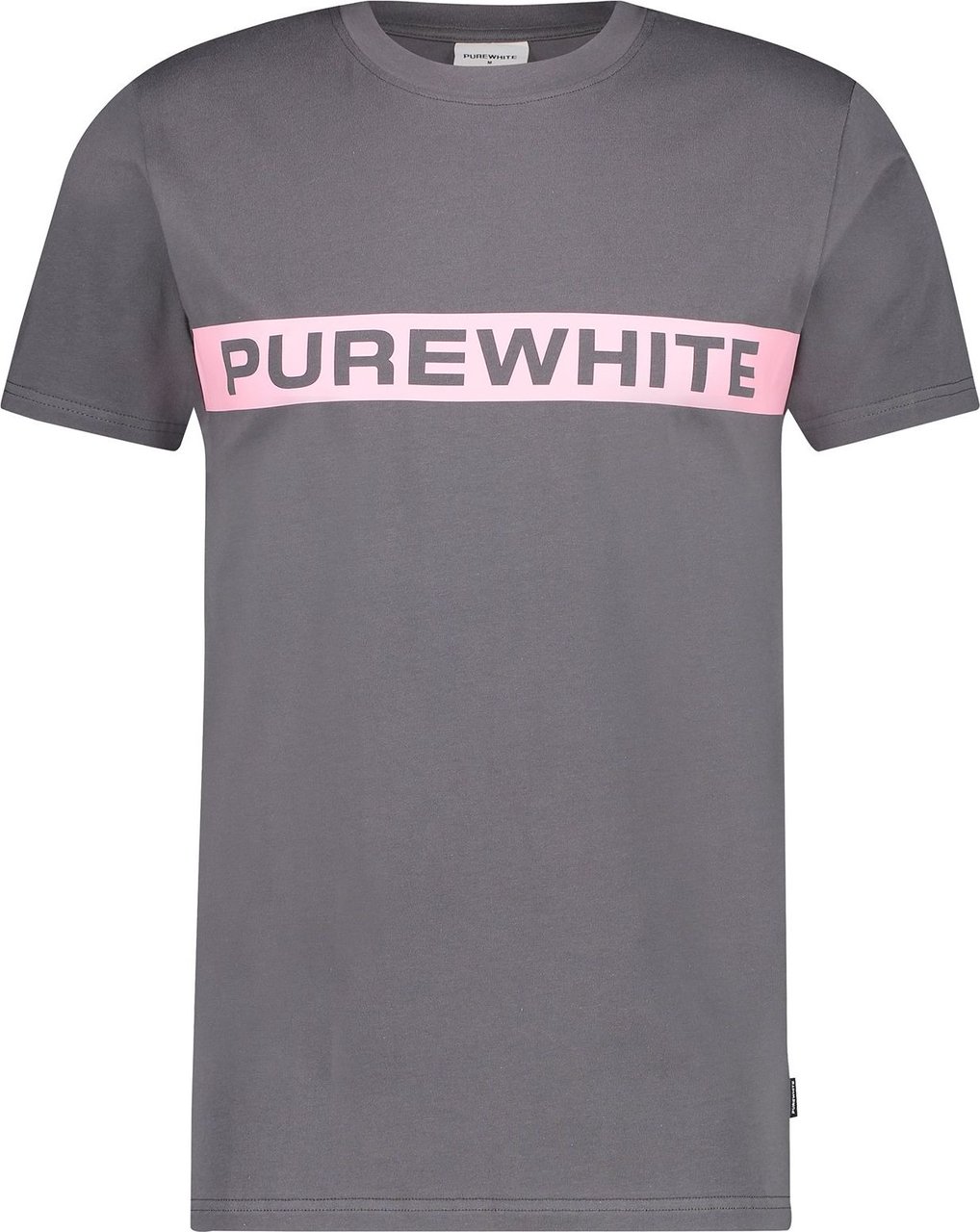 Purewhite Logo Stripe T-shirt - Antra Grijs