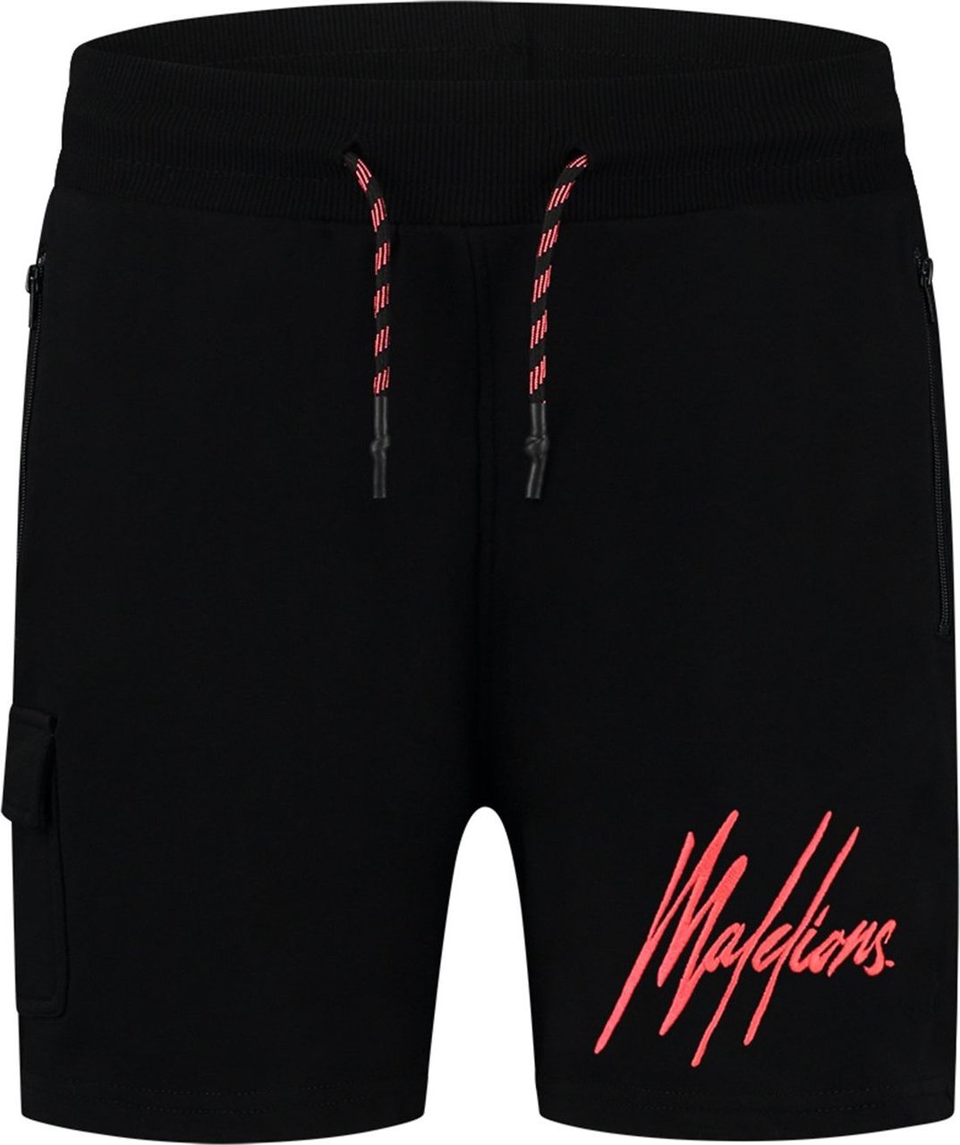 Malelions Pocket Short - Black/Neon Red Zwart
