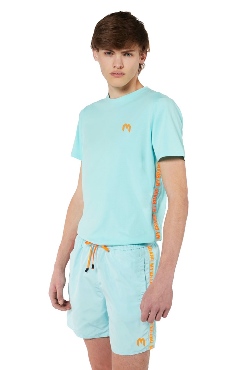 My Brand Logo Tape T-Shirt Aqua Splash Blauw